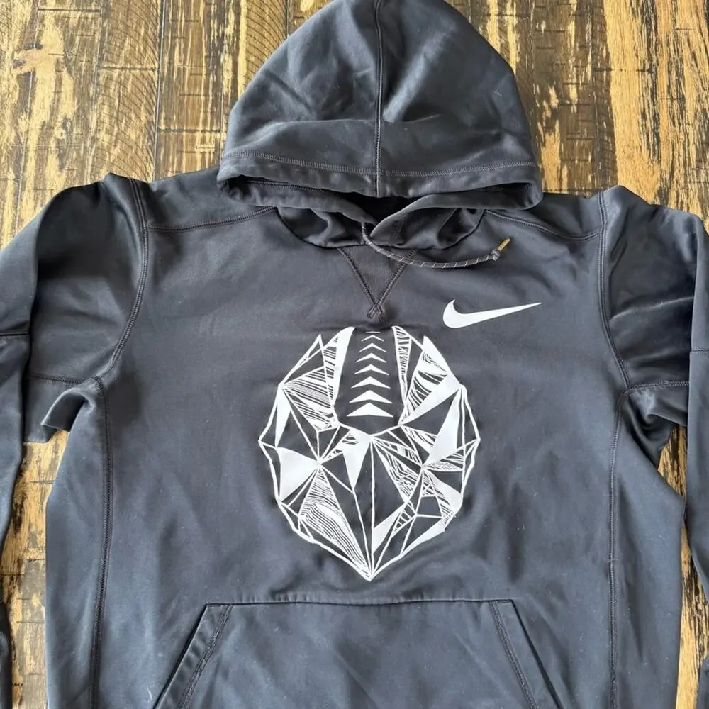 NIKE - FOOTBALL - Black Hoodie with Geometric Design - SMALL - Picture 7 of 16